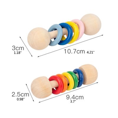 Chocalho de madeira Ring Montessori Wooden Teethers Safe do roedor 10.7cm do Gym