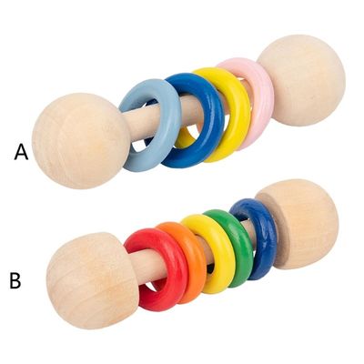 Chocalho de madeira Ring Montessori Wooden Teethers Safe do roedor 10.7cm do Gym