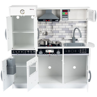 A cozinha diminuta de madeira do grande refrigerador de 82.5cm ajustou o preto branco do fogão