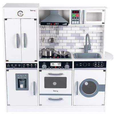 A cozinha diminuta de madeira do grande refrigerador de 82.5cm ajustou o preto branco do fogão