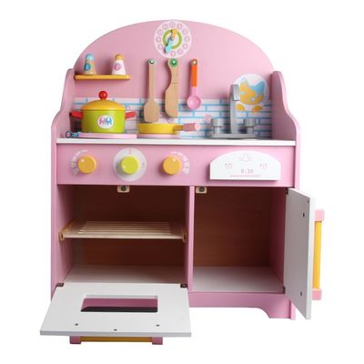 Da cozinha de madeira cor-de-rosa do jogo dos utensílios 30cm brinquedos Tabletop do teatro