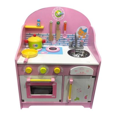 Da cozinha de madeira cor-de-rosa do jogo dos utensílios 30cm brinquedos Tabletop do teatro