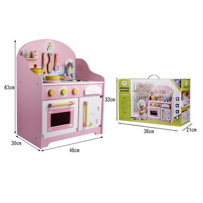 Da cozinha de madeira cor-de-rosa do jogo dos utensílios 30cm brinquedos Tabletop do teatro
