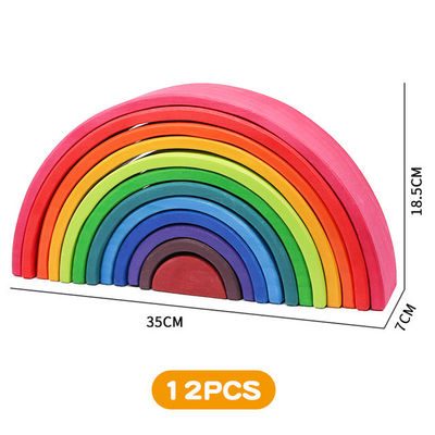 os blocos de apartamentos de madeira do arco-íris dos brinquedos dos blocos do pinho de 30cm elevam-se brinquedos