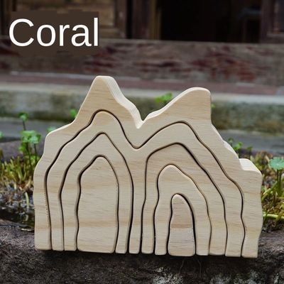 O enigma de madeira ondulado do bloco do Ins brinca blocos de madeira Coral Grimm do arco-íris