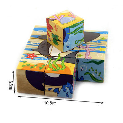 dos brinquedos de madeira dos blocos do fruto de 3.5cm blocos animais do enigma para crianças