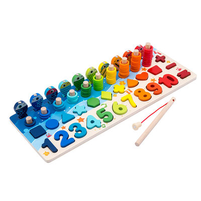 O bebê de madeira educacional de Montessori da pesca da matemática brinca 15cm