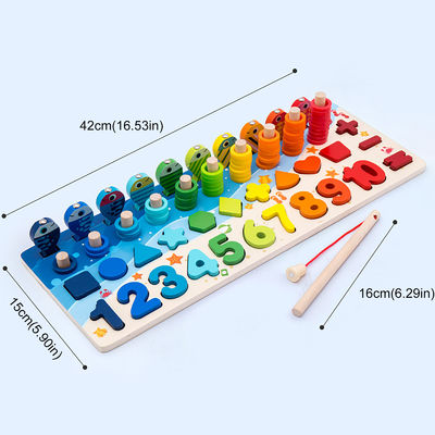 O bebê de madeira educacional de Montessori da pesca da matemática brinca 15cm
