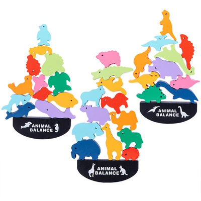 Blocos de apartamentos de madeira Toy Animal Town Wooden Blocks do dinossauro das crianças 3cm