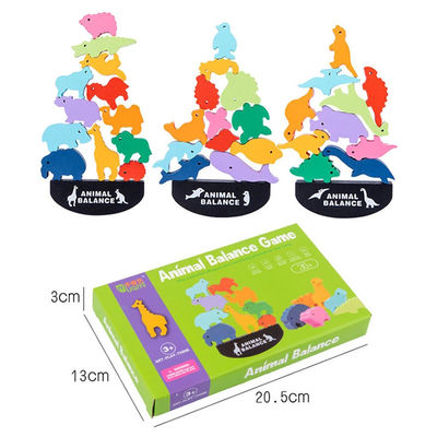 Blocos de apartamentos de madeira Toy Animal Town Wooden Blocks do dinossauro das crianças 3cm