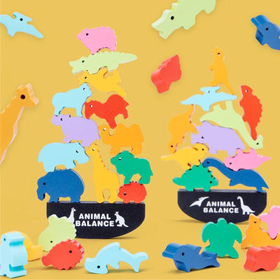Blocos de apartamentos de madeira Toy Animal Town Wooden Blocks do dinossauro das crianças 3cm