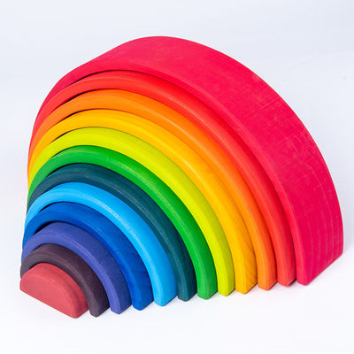 Blocos de apartamentos de madeira Toy Creative Educational do arco-íris de Brown 18cm