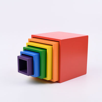 Blocos de apartamentos de madeira Toy Nesting Rainbow Block Set da ponte do bebê 15cm