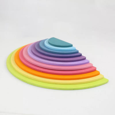 Blocos de apartamentos de madeira Toy Nesting Rainbow Block Set da ponte do bebê 15cm