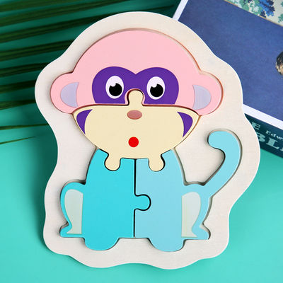 O enigma de madeira do bloco de Macaron 3D brinca blocos animais de madeira