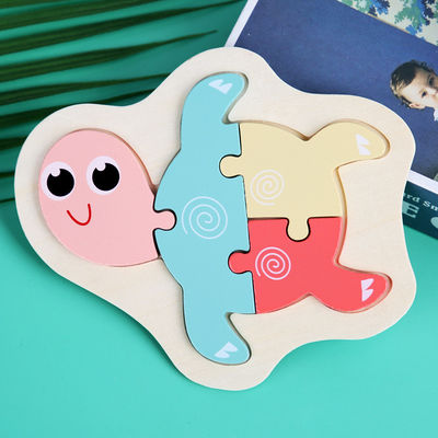 O enigma de madeira do bloco de Macaron 3D brinca blocos animais de madeira