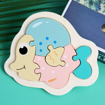 O enigma de madeira do bloco de Macaron 3D brinca blocos animais de madeira