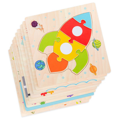 Os jogos que de Montessori o bebê brinca animais traficam crianças 3D confunde o enigma de madeira Toy Matching da cognição dos desenhos animados