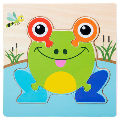 Os jogos que de Montessori o bebê brinca animais traficam crianças 3D confunde o enigma de madeira Toy Matching da cognição dos desenhos animados