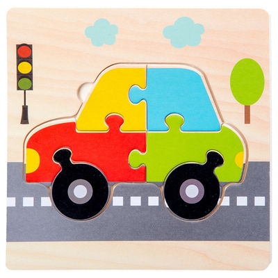 Os jogos que de Montessori o bebê brinca animais traficam crianças 3D confunde o enigma de madeira Toy Matching da cognição dos desenhos animados