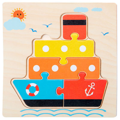 Os jogos que de Montessori o bebê brinca animais traficam crianças 3D confunde o enigma de madeira Toy Matching da cognição dos desenhos animados