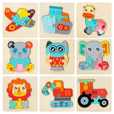 Os jogos que de Montessori o bebê brinca animais traficam crianças 3D confunde o enigma de madeira Toy Matching da cognição dos desenhos animados