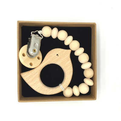 Bebê de madeira de Teether do silicone 5pcs de madeira orgânico animal que sai os dentes brinquedos