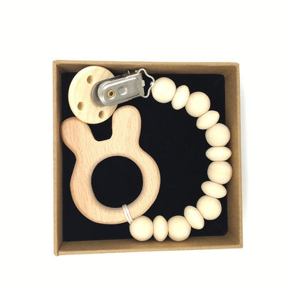 Bebê de madeira de Teether do silicone 5pcs de madeira orgânico animal que sai os dentes brinquedos