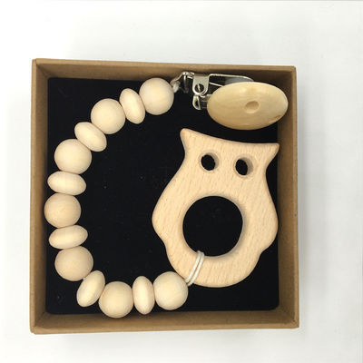 Bebê de madeira de Teether do silicone 5pcs de madeira orgânico animal que sai os dentes brinquedos