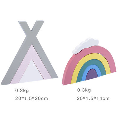 Brinquedos de madeira criativos de madeira de Montessori do empilhador não tóxico do arco-íris de 22cm