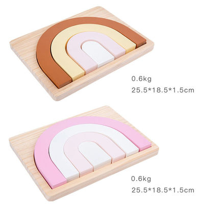 Brinquedos de madeira criativos de madeira de Montessori do empilhador não tóxico do arco-íris de 22cm