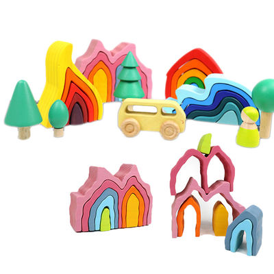 DIY montou brinquedos de madeira Montessori que dos blocos de 11.5cm o bloco ajustou o equilíbrio empilhado