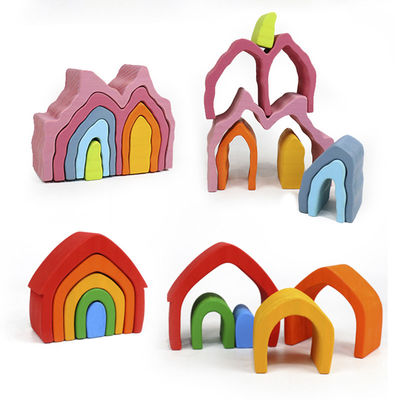 DIY montou brinquedos de madeira Montessori que dos blocos de 11.5cm o bloco ajustou o equilíbrio empilhado
