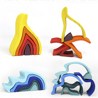 DIY montou brinquedos de madeira Montessori que dos blocos de 11.5cm o bloco ajustou o equilíbrio empilhado