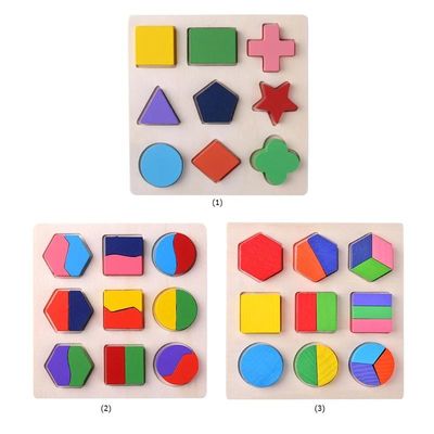 Classificando o bebê de madeira de Montessori brinca o pré-escolar de madeira geométrico dos blocos 15cm