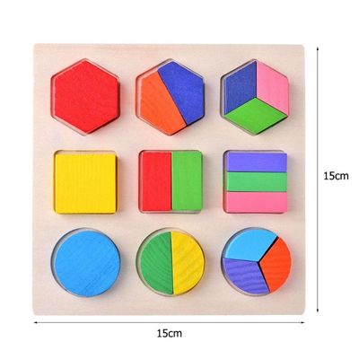 Classificando o bebê de madeira de Montessori brinca o pré-escolar de madeira geométrico dos blocos 15cm
