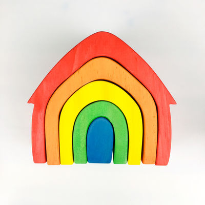 Blocos de apartamentos de madeira Toy Geometric Rainbow Building Blocks de Pegdolls