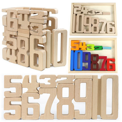 Blocos de apartamentos de madeira Toy Number Montessori dos jogos de Jenga