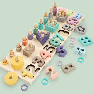 Ensino 14cm de madeira geométrico de Toy Montessori Math Blocks Preschool da matemática