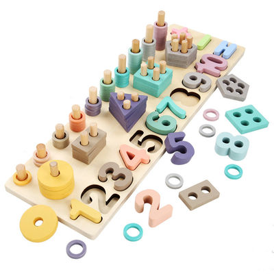 Ensino 14cm de madeira geométrico de Toy Montessori Math Blocks Preschool da matemática