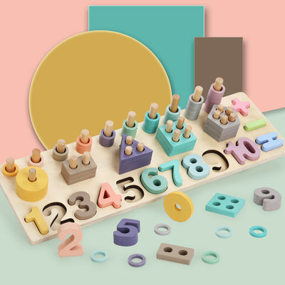 Ensino 14cm de madeira geométrico de Toy Montessori Math Blocks Preschool da matemática
