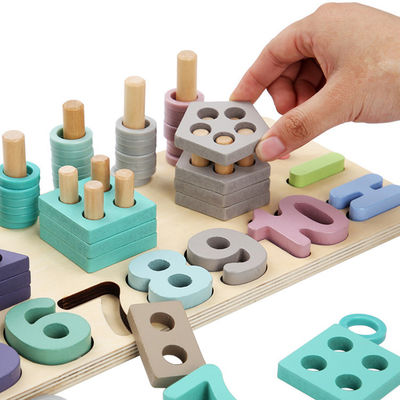Ensino 14cm de madeira geométrico de Toy Montessori Math Blocks Preschool da matemática