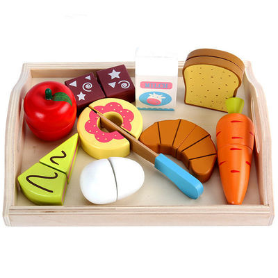 Brinquedo vegetal magnético de corte de madeira do fruto de Montessori 9.5cm