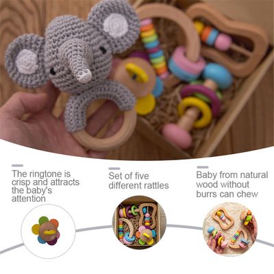 Categoria de madeira sair os dentes Toy Wooden Rattle Teether Food de Soother 11.6cm do chocalho