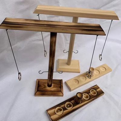 Engancha ofícios de madeira de madeira de 28cm Ring Toss Game Throwing Paintable