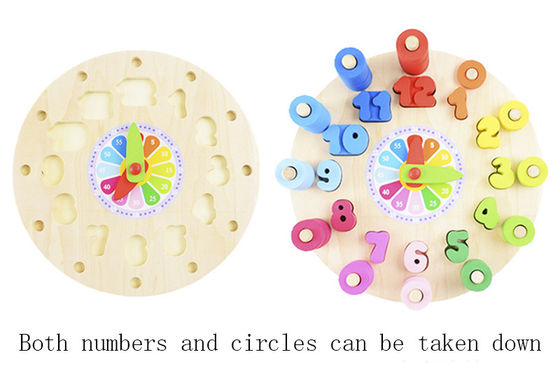 O enigma de madeira do pulso de disparo da geometria numera Montessori que conta o brinquedo