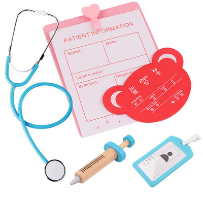 Simulação portátil Toy Doctor Kit de madeira das crianças do OEM