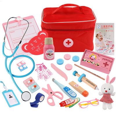 Simulação portátil Toy Doctor Kit de madeira das crianças do OEM