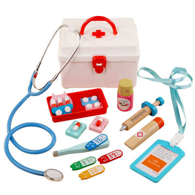 Simulação portátil Toy Doctor Kit de madeira das crianças do OEM