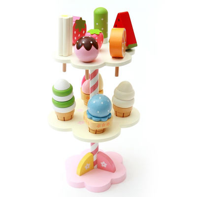 Gelado magnético de madeira Toy With Display Stand da simulação realística